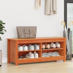 vidaXL Opslagbank 110 x 38 x 45,5 cm Massief grenenhout Wasbruin
