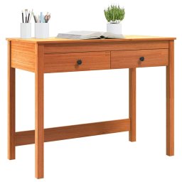 vidaXL Bureau met lade Max Bruin 100 x 50 x 78 cm Massief grenenhout