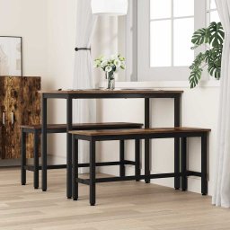 vidaXL Eetbank 2 pcs Gerookt eiken 100 x 32,5 x 48,5 cm