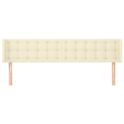 vidaXL Hoofdbord met randen 183x16x78/88 cm kunstleer crèmekleurig