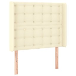 vidaXL Hoofdbord LED 93x16x118/128 cm kunstleer crèmekleurig