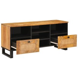 vidaXL TV-kast met lade Bruin 100 x 33 x 46 cm Massief Mango Hout