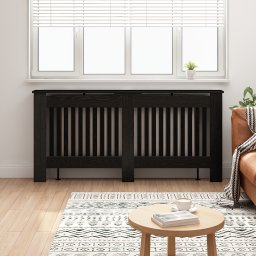 vidaXL Radiatorafdekking Zwart eiken 172 x 19 x 81,5 cm Bewerkt hout