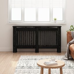 vidaXL Radiatorafdekking Zwart eiken 152 x 19 x 81,5 cm Bewerkt hout