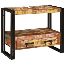 vidaXL Wastafel Kast met lade Multikleur Massief Gerecycled Hout