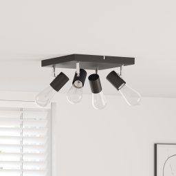 vidaXL Plafondspot met schijnwerpers Zwart 26 x 26 x 11,5 cm Metaal