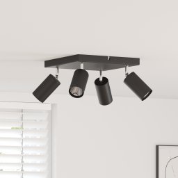 vidaXL Plafondspot met schijnwerpers Zwart 26 x 26 x 16 cm Metaal