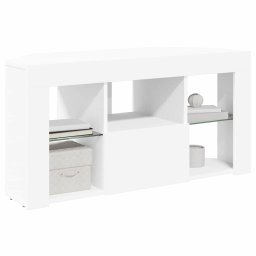 vidaXL Hoek LED TV Kast 100 x 40 x 50 cm Wit Bewerkt hout
