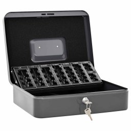 vidaXL Cash Box met slot Donkergrijs 30 x 24 x 9 cm Staal