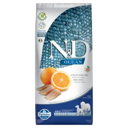 12kg Farmina N&D Ocean Graanvrij Haring & Sinaasappel Adult Medium & Maxi Hondenvoer Droog