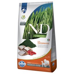 Voordeelpakket: 2x7kg N&D Dog Spirulina Adult Medium/Maxi met haring droog hondenvoer