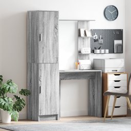 vidaXL Bureau met plank met opslag met de deur 2 st Grijs Sonoma