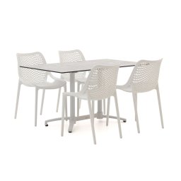 + 15% kassakorting | Forza Ripi/Canzo 140cm dining tuinset 5-delig stapelbaar inklapbaar - Laagste prijsgarantie!
