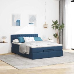 vidaXL Bed met matras 140x190 cm stof blauw