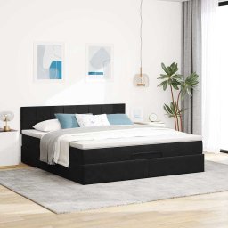 vidaXL Ottoman bed met matras 180x200cm fluweel zwart