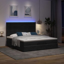 vidaXL Ottoman bed met matrassen en LED's 180x200cm fluweel zwart