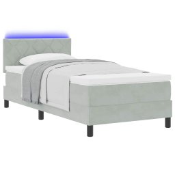 vidaXL LED Box Spring Bed Lichtgrijs 100 x 200 cm Fluweel