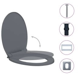 vidaXL Toiletbril soft-close en quick-release ovaal grijs