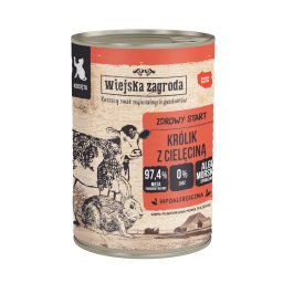 Voordeelpak: 24x400g Wiejska Zagroda Cat Kitten konijn met kalfsvlees natvoer voor katten