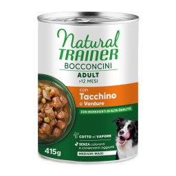 415g Natural Trainer Bocconcini Adult Medium & Maxi Brokken Kalkoen natvoer voor honden