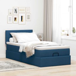 vidaXL Ottoman bed met matras 90x190cm stof blauw