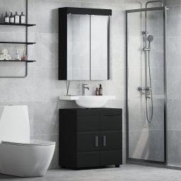 vidaXL Badkamermeubelset TULUM 2 st Zwart 60 x 34 x 63 cm Bewerkt hout