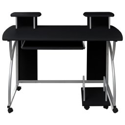 vidaXL Computerbureau 110x52x88,5 cm bewerkt hout zwart