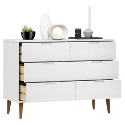 vidaXL Ladekast MOLDE 113x40x80 cm massief grenenhout wit
