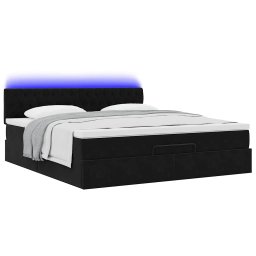 vidaXL Ottoman bed met matras en LED's 180x200cm fluweel zwart