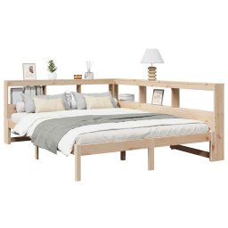 vidaXL Bed met boekenkast zonder matras massief grenenhout 150x200 cm