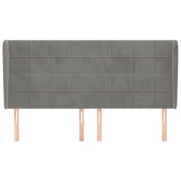 vidaXL Hoofdbord met randen 203x23x118/128 cm fluweel lichtgrijs