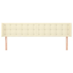 vidaXL Hoofdbord met randen 203x16x78/88 cm kunstleer crèmekleurig