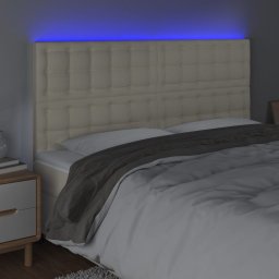 vidaXL Hoofdbord LED 200x5x118/128 cm kunstleer crèmekleurig