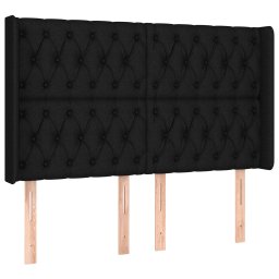 vidaXL Hoofdbord LED 147x16x118/128 cm stof zwart