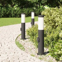 vidaXL Bolderverlichting met stopcontact 3 stuks 50 cm roestvrij staal IP44