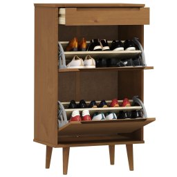 vidaXL Schoenenkast MOLDE 59,5x35x103 cm massief grenenhout bruin