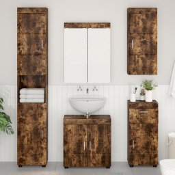 vidaXL Badkamer wandkast TULUM Gerookt eiken 37 x 24,5 x 86 cm