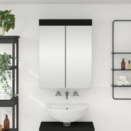 vidaXL Badkamer spiegelkast TULUM Zwart 60 x 16,5 x 78 cm Bewerkt hout