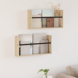 vidaXL Tijdschrift Rek 2 st Sonoma Eiken 60 x 12 x 30 cm Bewerkt hout