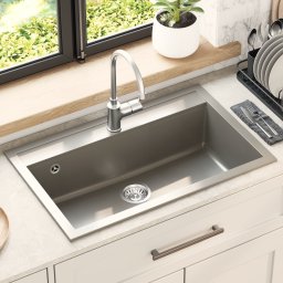 vidaXL Wasbak Graniet 795 x 505 mm Grijs