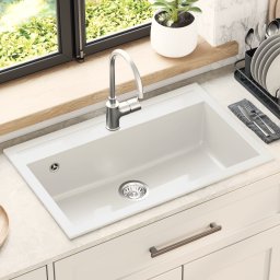 vidaXL Wasbak Wit 795 x 505 mm Graniet