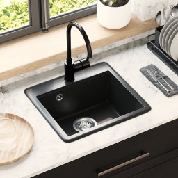 vidaXL Wasbak 80% Kwarts en 20% Hars 470 x 440 mm Zwart