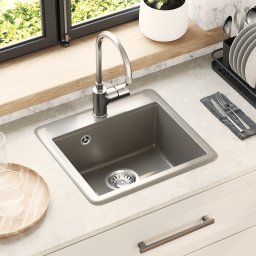 vidaXL Wasbak 80% Kwarts en 20% Hars 470 x 440 mm Grijs