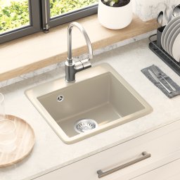 vidaXL Wasbak 80% Kwarts en 20% Hars 470 x 440 mm Beige