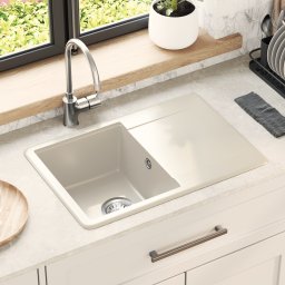 vidaXL Wasbak 80% Kwarts en 20% Hars 670 x 460 mm Beige
