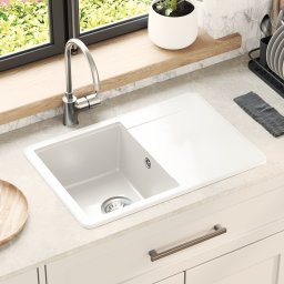 vidaXL Wasbak 80% Kwarts en 20% Hars 670 x 460 mm Wit