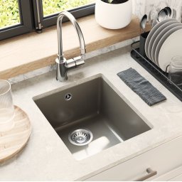 vidaXL Wasbak 80% Kwarts en 20% Hars 370 x 460 mm Grijs