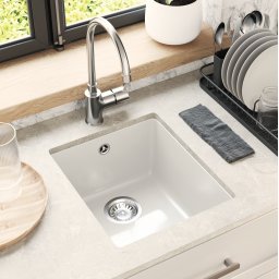 vidaXL Wasbak 80% Kwarts en 20% Hars 370 x 460 mm Wit