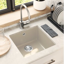 vidaXL Wasbak 80% Kwarts en 20% Hars 430 x 460 mm Beige