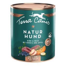 6x 800g Terra Canis natural dog rundvlees & wild met pompoen & appel natvoer voor honden